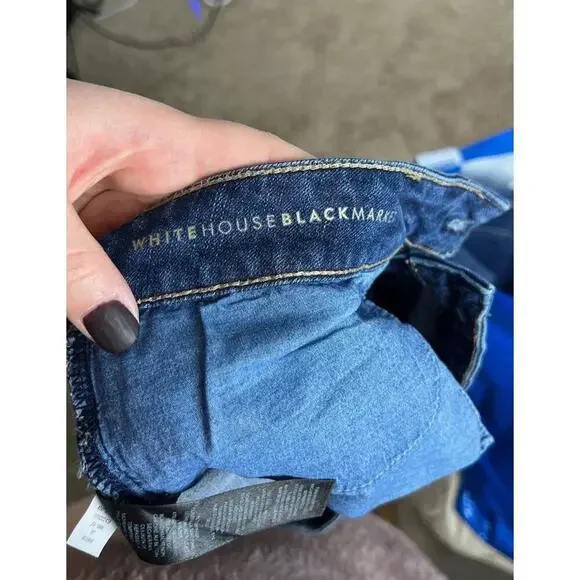 White House Black Market The Slim Ankle Jeans Blue Size 8 Raw Hem Women’s - Picture 7 of 7